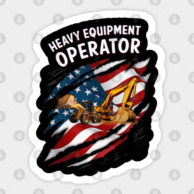 Proud USA Heavy Equipment Operator Flag Sticker by QUYNH SOCIU